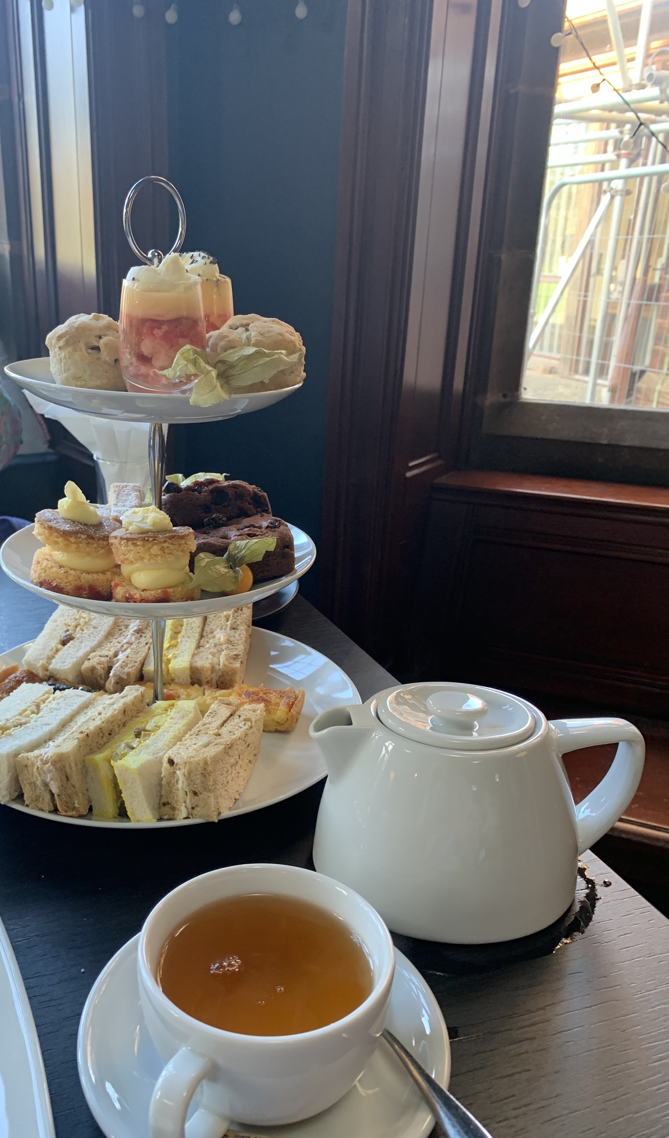 A stack of various afternoon tea nibbles from the Gladstone Library